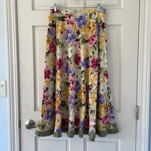 Coldwater Creek Petite Floral Skirt - Flat Front/Elastic Back/Side Zip